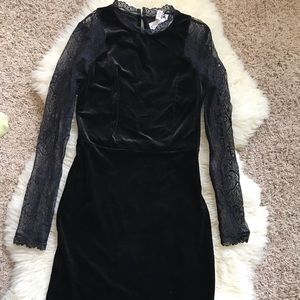 Black velvet mini dress